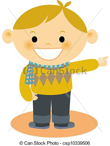 Illustration Of A Young Boy Pointing Csp10339506   Search Clipart