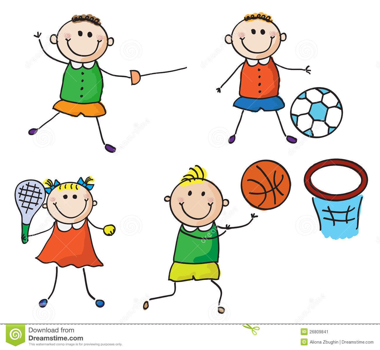 Little Children Presenting Different Kinds Of Sport 