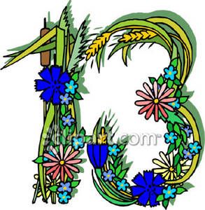 Number 13 Made Of Flowers Royalty Free Clipart Picture