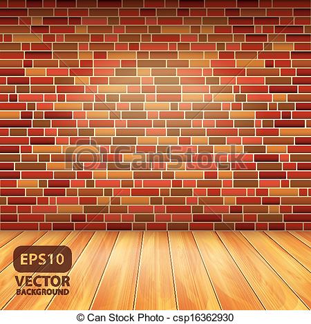 Vectors Of Brick Wall And Wood Floor Vector Background   Interior    