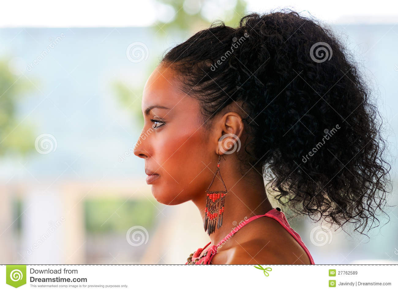 Black Woman With Earrings  Afro Hairstyle Royalty Free Stock Images    