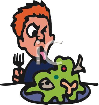 Boy Making A Face At Yucky Food   Royalty Free Clipart Picture