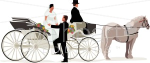 Bride And Groom And A Wedding Carriage   Princess Wedding Clipart