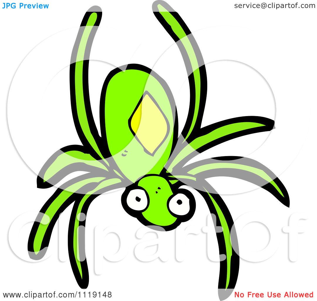 Cartoon Of A Green Spider   Royalty Free Vector Clipart By    