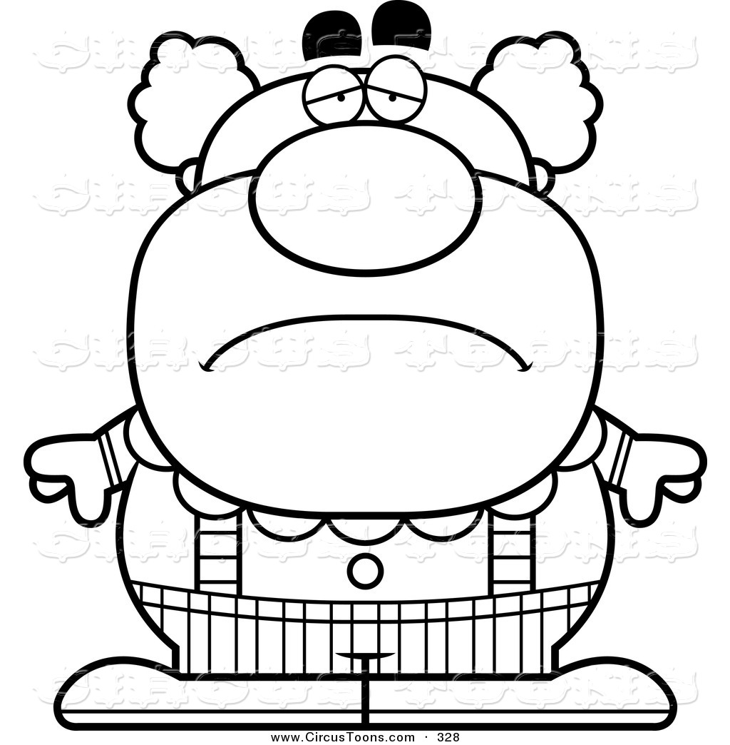 Circus Clipart Of A Black And White Depressed Pudgy Circus Clown By