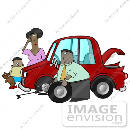 Clip Art Graphic Of A Nice Man Stopping To Help A Clueless Woman And
