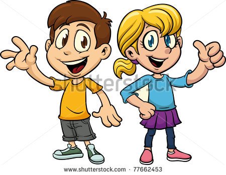 Cute Cartoon Boy And Girl  Both In Separate Layers For Easy Editing