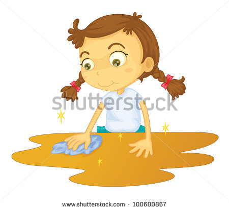 Girl Cleaning A Table Cartoon   Eps Vector Format Also Available In My