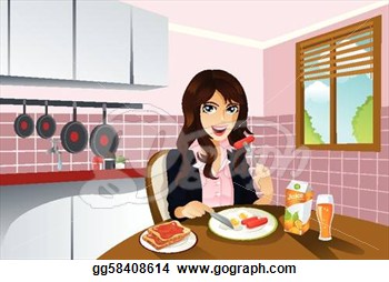Girl Eating Breakfast Clipart Woman Eating Breakfast