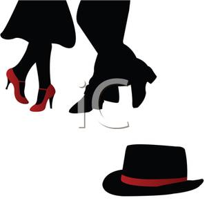 Hat On The Floor By The Silhouette Of Dancing Feet Clipart Image