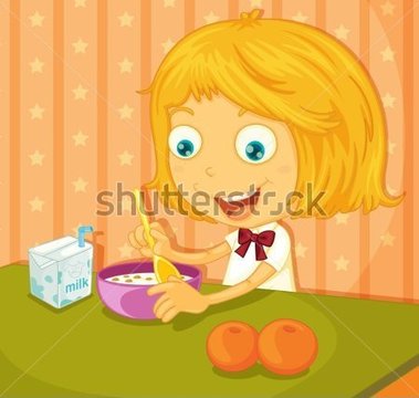 Illustration Of A Girl Eating Breakfast Stock Vector   Clipart Me