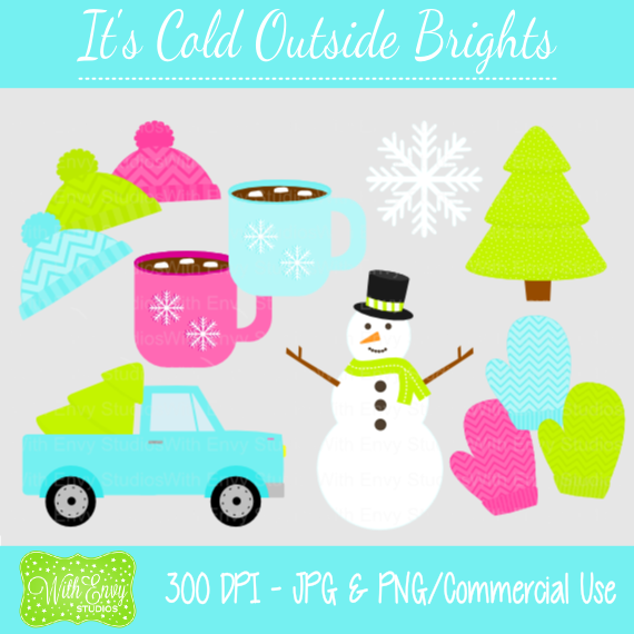 It S Cold Outside Brights Clipart Set   Instant Download