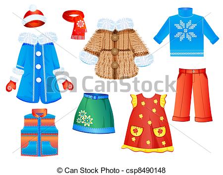 Kid Coat Clipart Set Of Seasonal Clothes