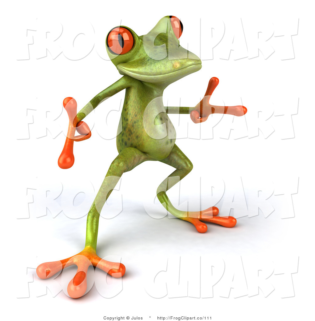 Larger Preview  Clip Art Of A Cool Dancing Green Tree Frog With Big    