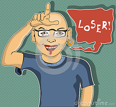 Man Is Showing Loser Hand Gesture   Cartoon Illustration