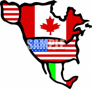 Map Of North America And The Flags Of Countries Clipart Image 