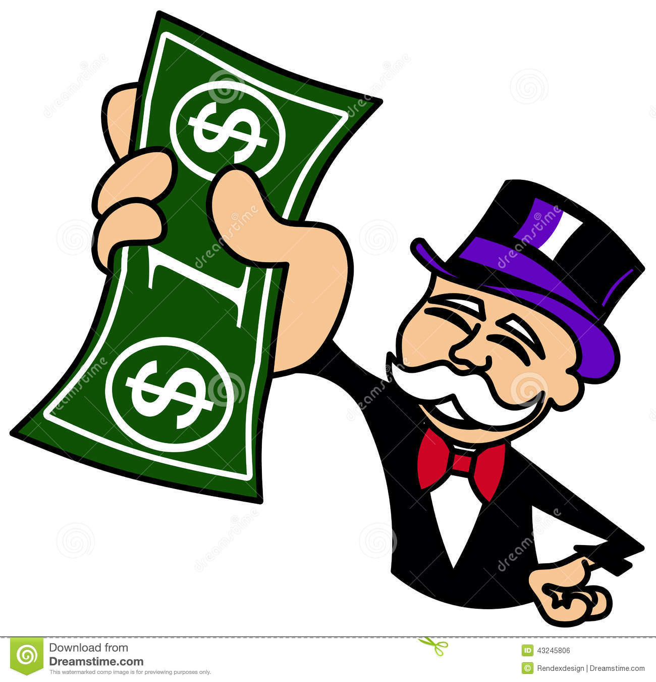 Monopoly Guy Holding One Dollar Bill Stock Vector   Image  43245806
