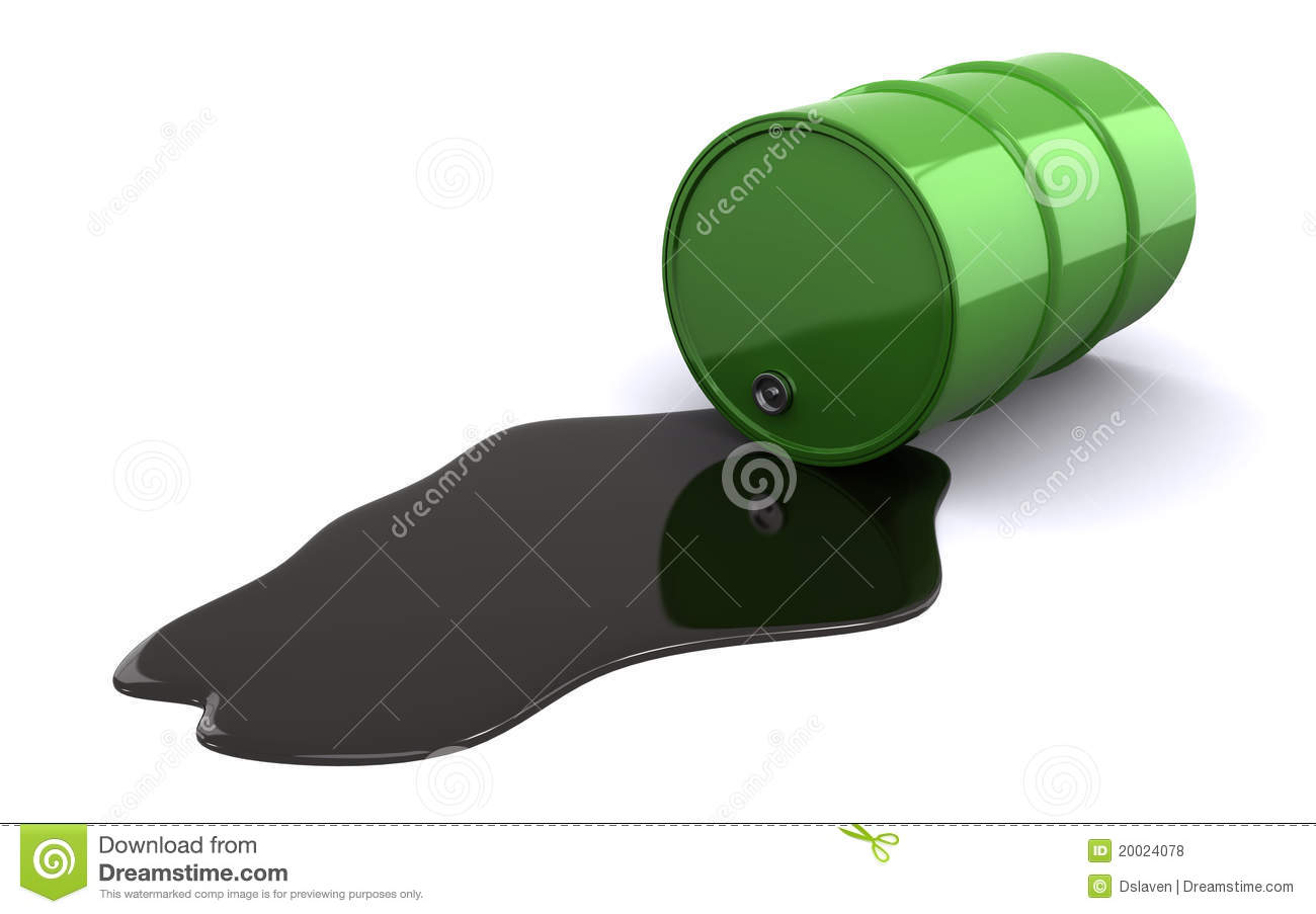 Oil Barrel With Spilled Oil On A White Background  3d Render