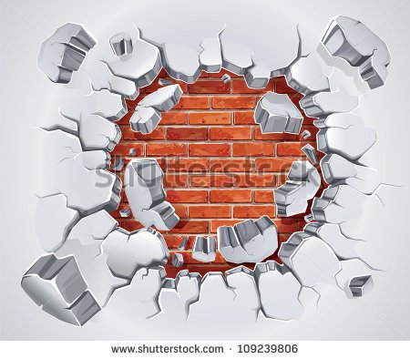 Old Plaster And Red Brick Wall Damage  Vector Illustration   Stock