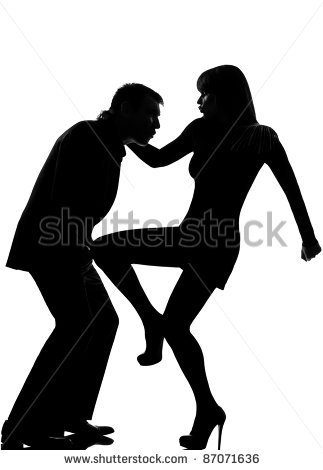 One Caucasian Couple Man And Woman Self Defense Domestic Violence In