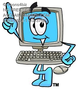 Stock Clipart Image Of A Cartoon Computer Character Pointing Finger Up