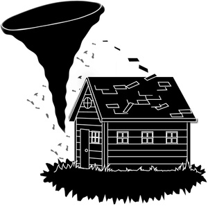 Tornado Clipart Image  Tornado Tearing The Roof Off A House Silhouette