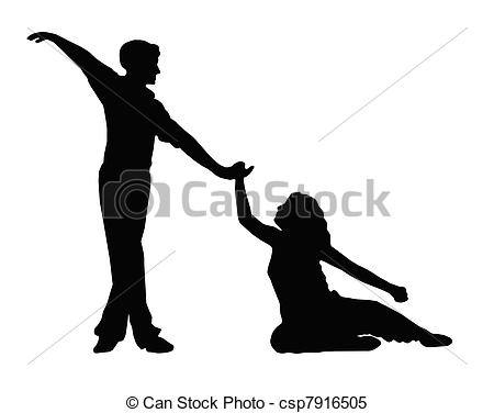 Vector   Dancing Couple Boy Helping Girl To Feet   Stock Illustration