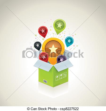 Vector   Vector Open Surprise Box   Stock Illustration Royalty Free