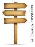 Wood Sign Clip Art   Wooden Direction Arrow Sign With Pole As An Old