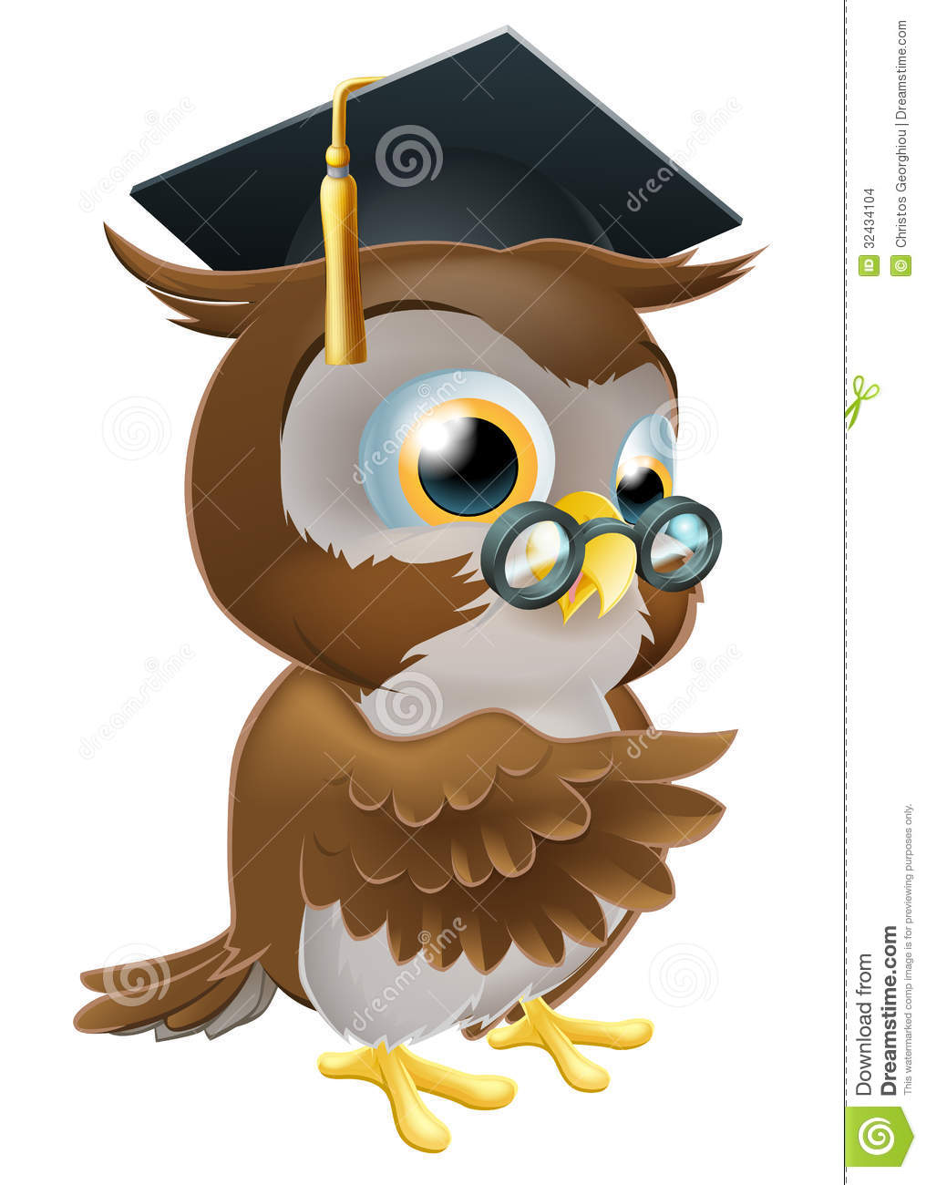 An Illustration Of A Smart Owl Wearing A Mortar Board Graduation Cap