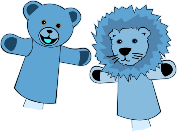 Bear And A Lion As A Toy Puppet Vector Clip Art