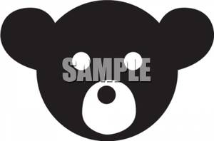 Black And White Teddy Bear Face   Royalty Free Clipart Picture