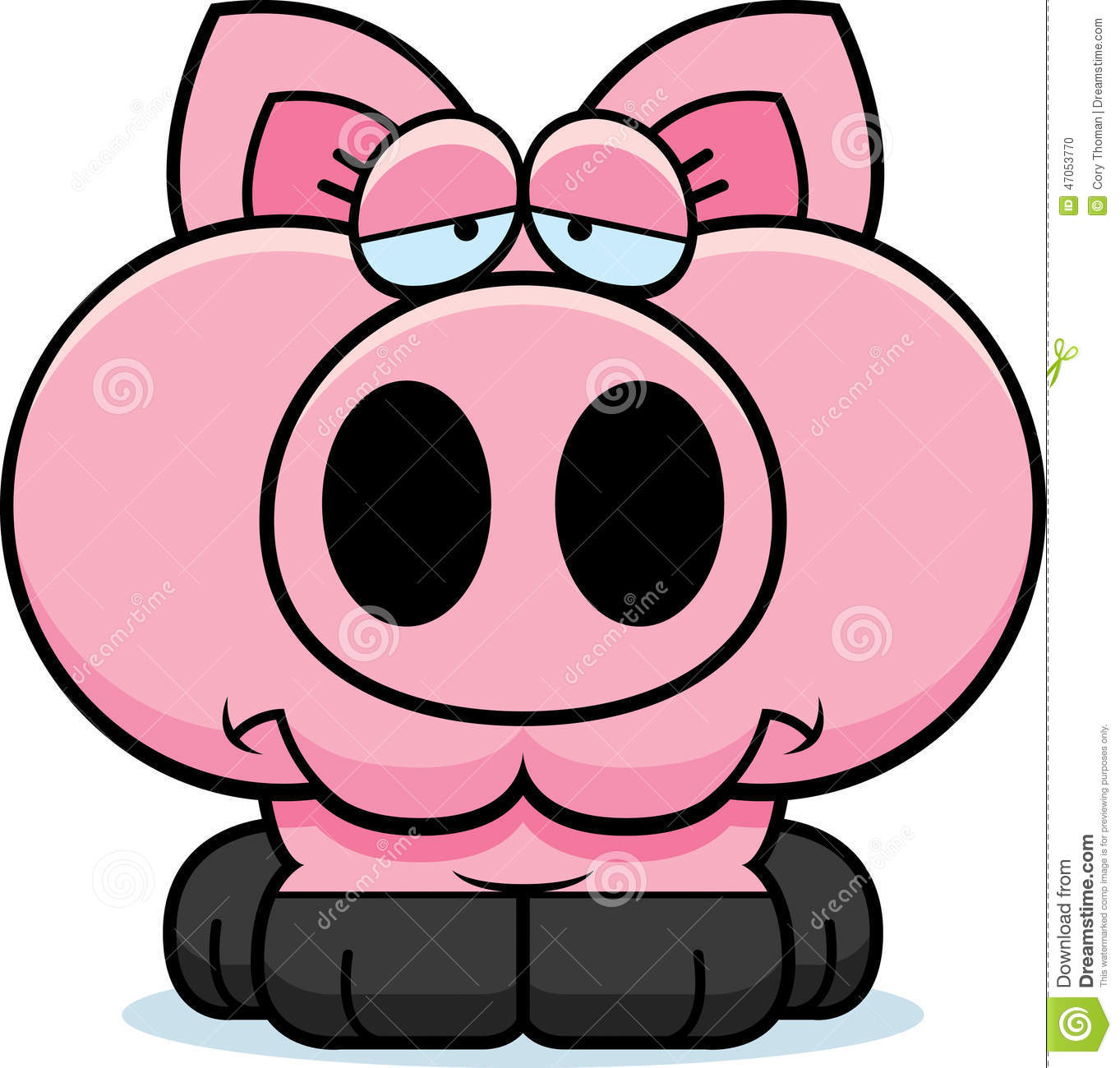 Cartoon Illustration Of A Little Pig With A Sad Expression