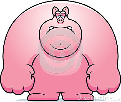 Cartoon Illustration Of A Pig Looking Sad