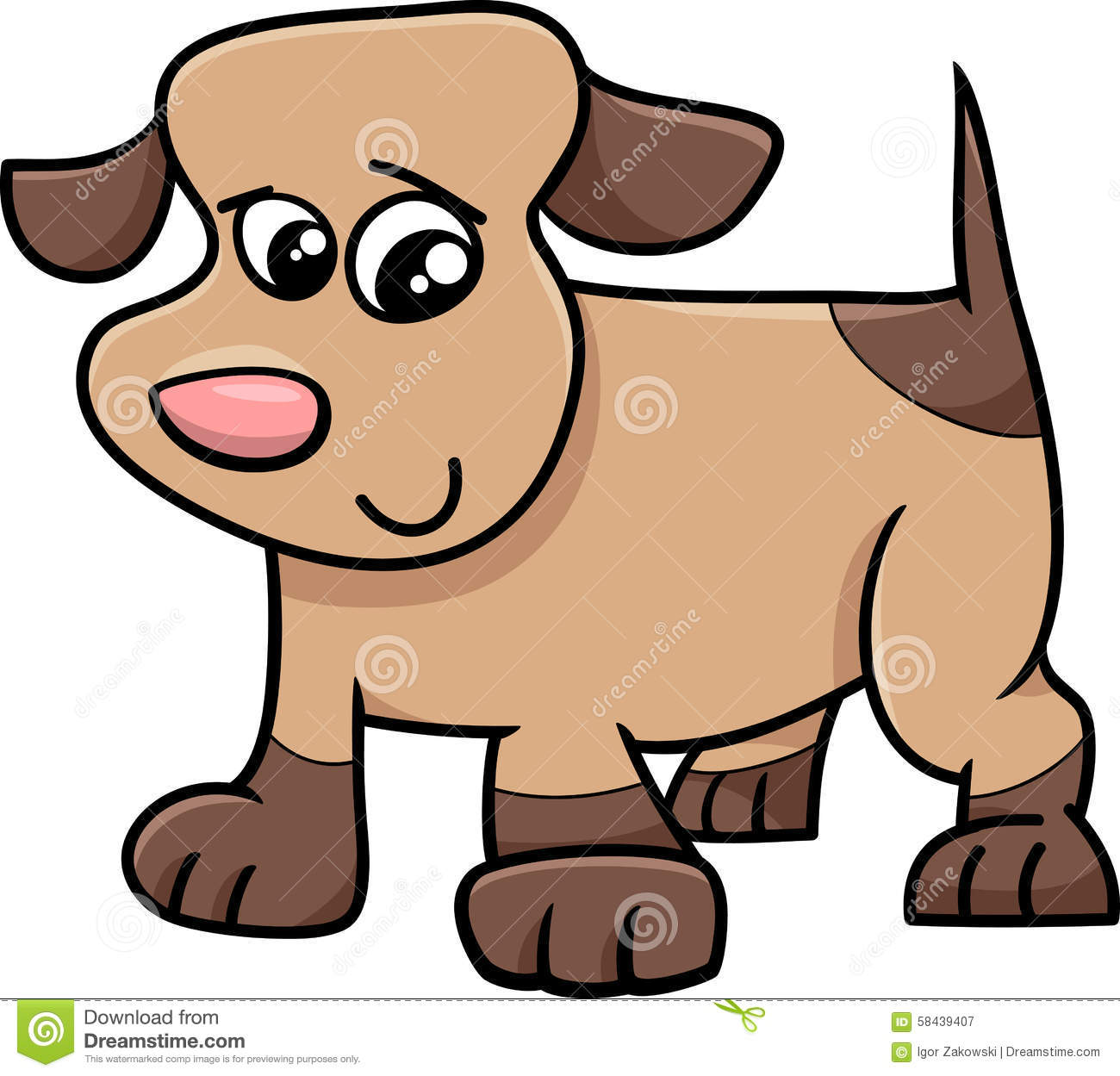Cartoon Illustration Of Cute Little Spotted Dog Or Puppy