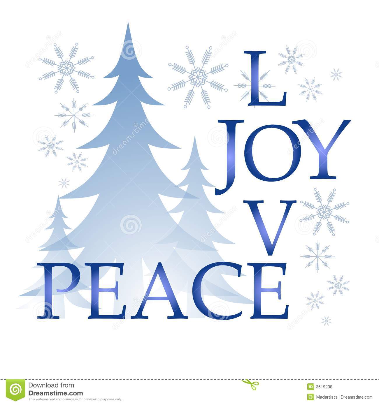 Clip Art Illustration Of The Words  Love Joy And Peace  Integrated