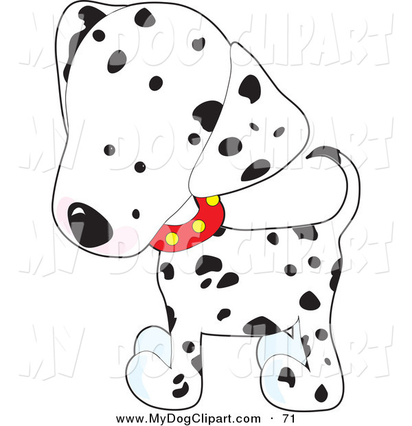 Clip Art Of A Cute White And Black Spotted Dalmation Puppy Dog