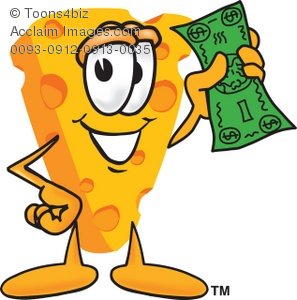 Clipart Cartoon Cheese Holding Money   Acclaim Stock Photography