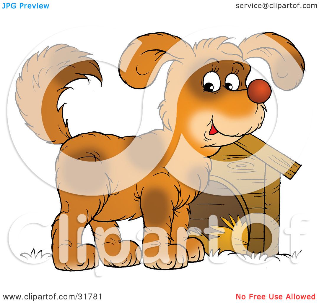 Clipart Illustration Of A Cute Brown Spotted Dog Standing In Front Of