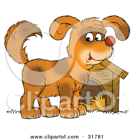 Clipart Illustration Of A Cute Brown Spotted Dog Standing In Front Of