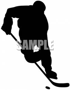 Clipart Image Of Silhouette Of A Hockey Player