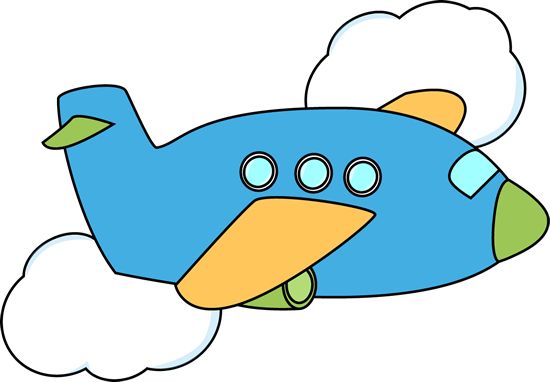 Cute Airplane   Airplane Flying Through Clouds Clip Art Image   Blue