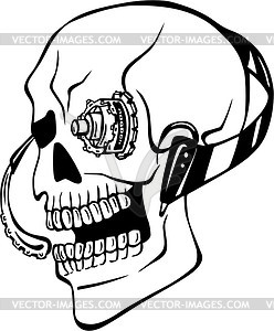 Cyborg Skull Tattoo   Vector Clipart
