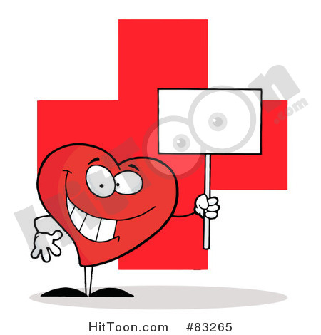 Free  Rf  Clipart Illustration Of A Red Heart Holding A Blank Sign