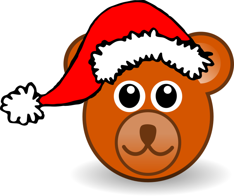 Funny Teddy Bear Face Brown With Santa Claus Hat By Palomaironique    
