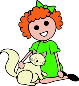 Girl And Cat Clip Art Images Girl And Cat Stock Photos   Clipart Girl