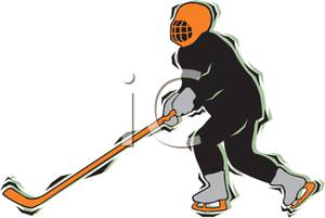 Hockey Player Playing Defensive Guard   Royalty Free Clipart Picture