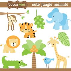 Jungle Animals Clip Art   Designs For Homemade Invitations Labels And