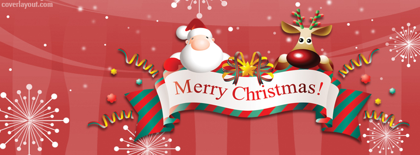 Merry Christmas Banner Facebook Cover Santa Reindeer Merry Christmas