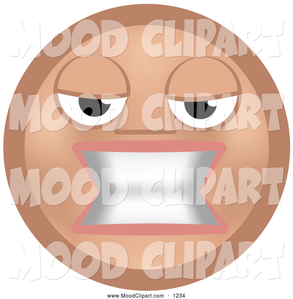 Mood Clip Art Of A Ugly Mean Tan Smiley Face Woman Gritting Her Teeth    